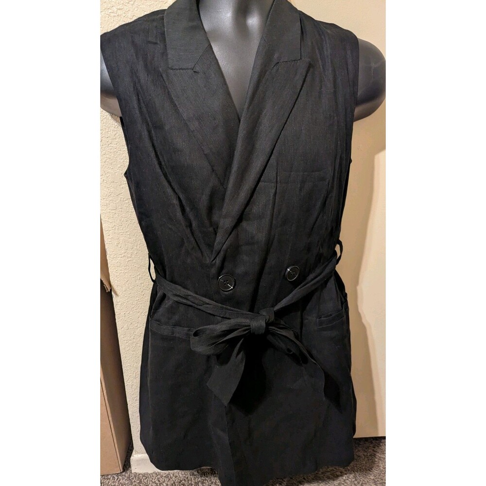 Jason Wu Suit Mini Dress Black Size M Linen Blend Belted